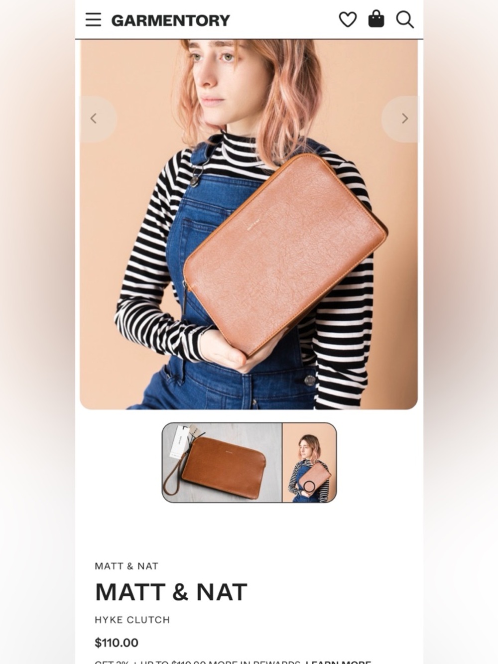 Matt & Nat — Hyke Clutch Olive Green — Size OS